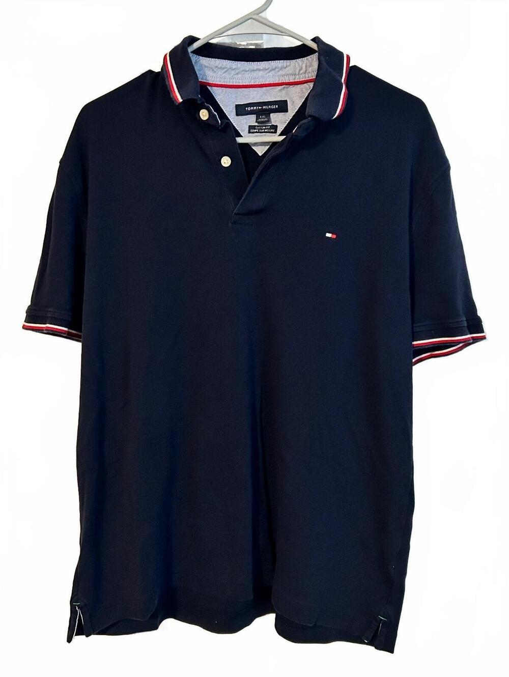 Tommy Hilfiger Men's Navy Blue Polo Shirt Size Large